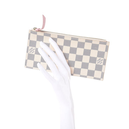 Louis Vuitton Damier Azur Felicie Chain Wallet Zippered Insert Rose Ballerine 2 of 6