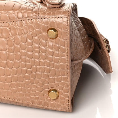 Balenciaga Extra Supple Calfskin Crocodile Embossed Neo Classic Gold Hardware S City Nude Beige 7 of 7
