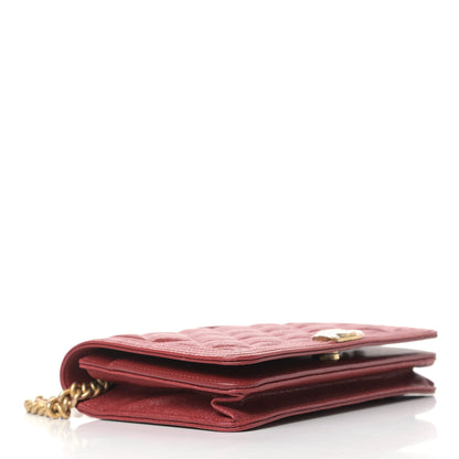 Chanel Caviar Quilted Boy Wallet On Chain WOC Red 3 of 10