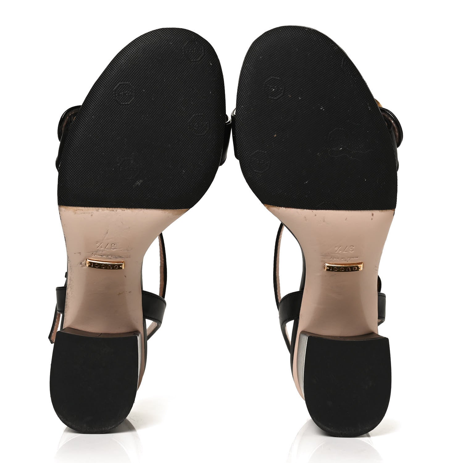 Gucci Lifford Calfskin GG Marmont Ankle Wrap 75mm Sandals 37.5 Black 7 of 11