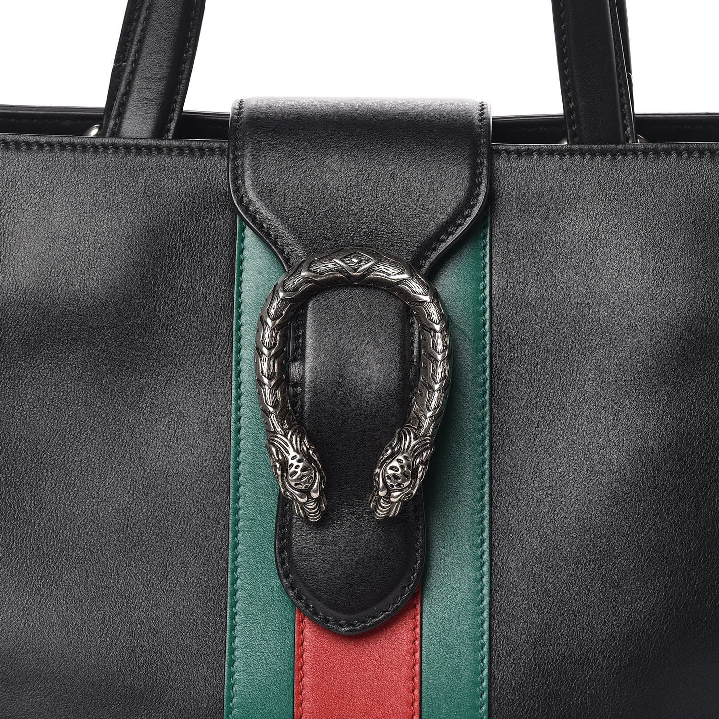 Calfskin Web Stripe Large Dionysus Tote Bag Black