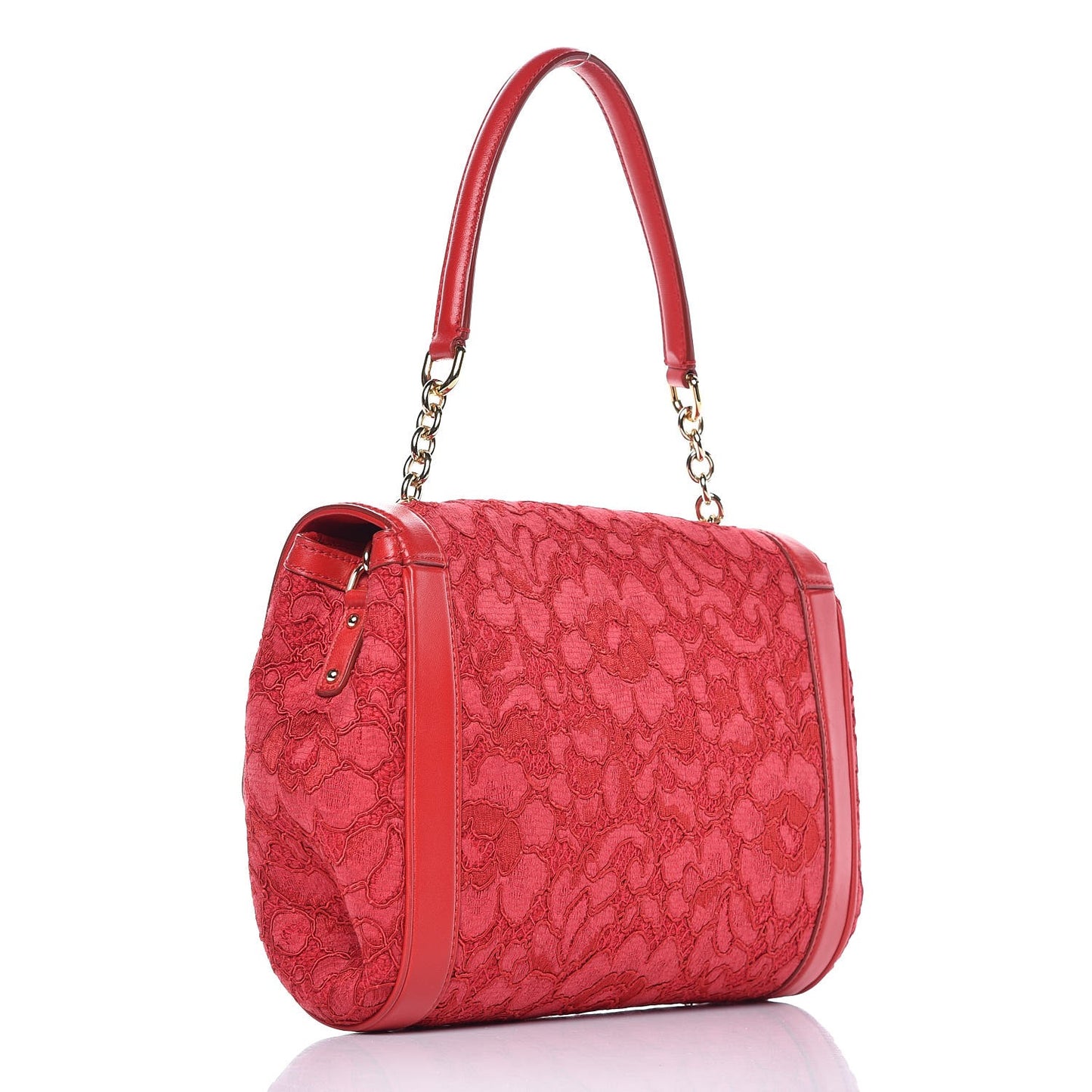 Lambskin Lace Miss Dolce Shoulder Bag Red