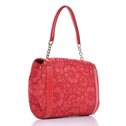 Dolce & Gabbana Lambskin Lace Miss Dolce Shoulder Bag Red 3 of 8