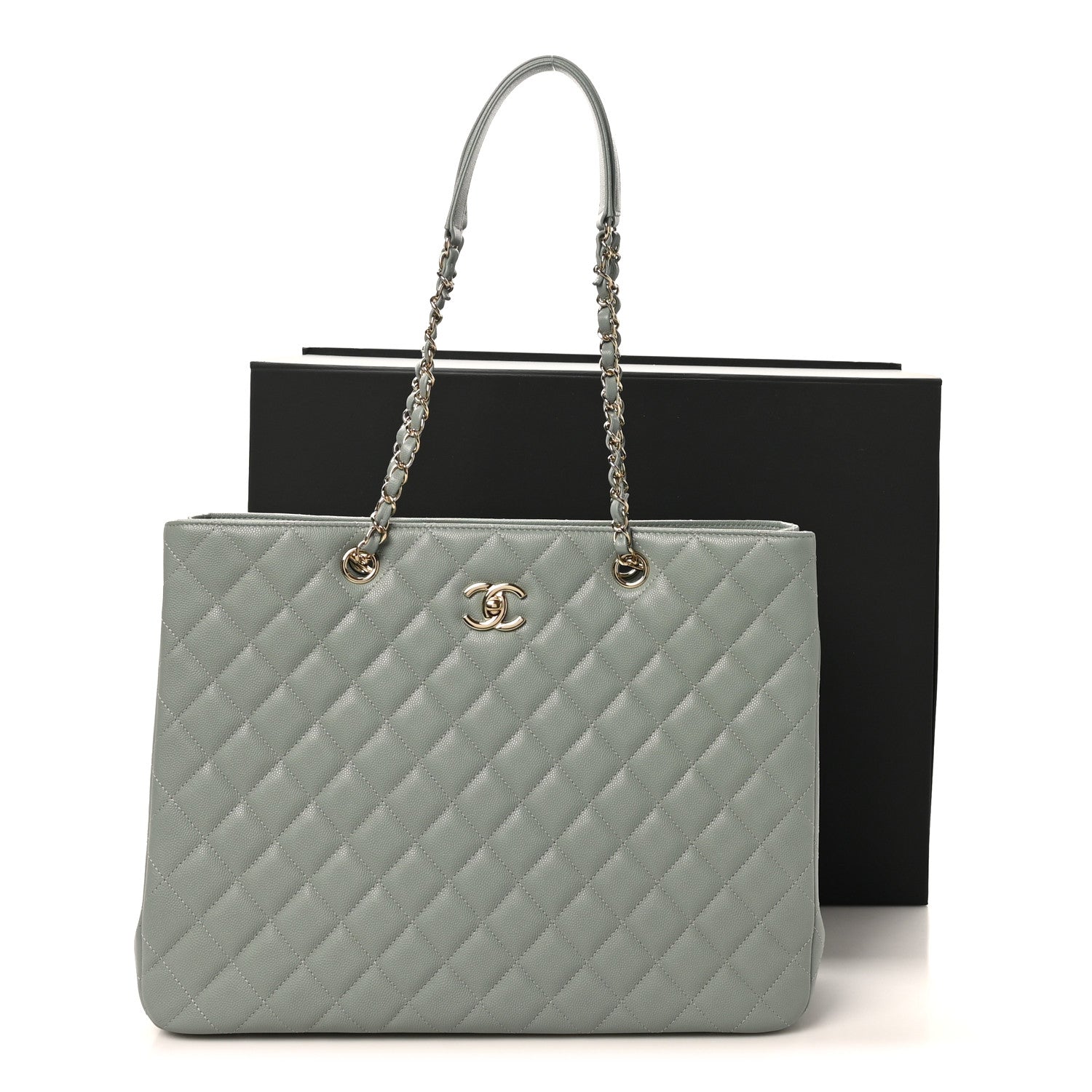 Chanel Caviar Quilted Large Classic Shopping Tote Light Green 11 of 11