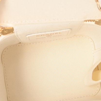 Chanel Lambskin Quilted Mini Camellia Bow Vanity Case With Chain White 5 of 10