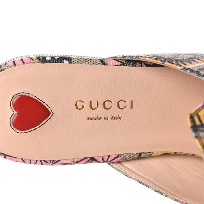 Gucci GG Supreme Monogram Bengal Womens Princetown Slippers 37 Beige Crop Pink 7 of 9