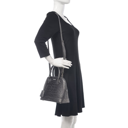 Balenciaga Metallic Calfskin Crocodile Embossed S Ville Top Handle Bag Grey 2 of 12