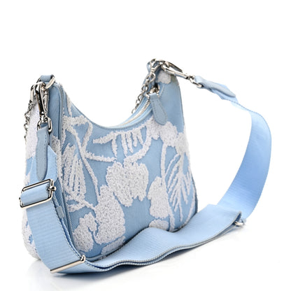 Prada Nylon Drill Logo Embroidered Re-Edition 2005 Shoulder Bag Celeste White 3 of 10