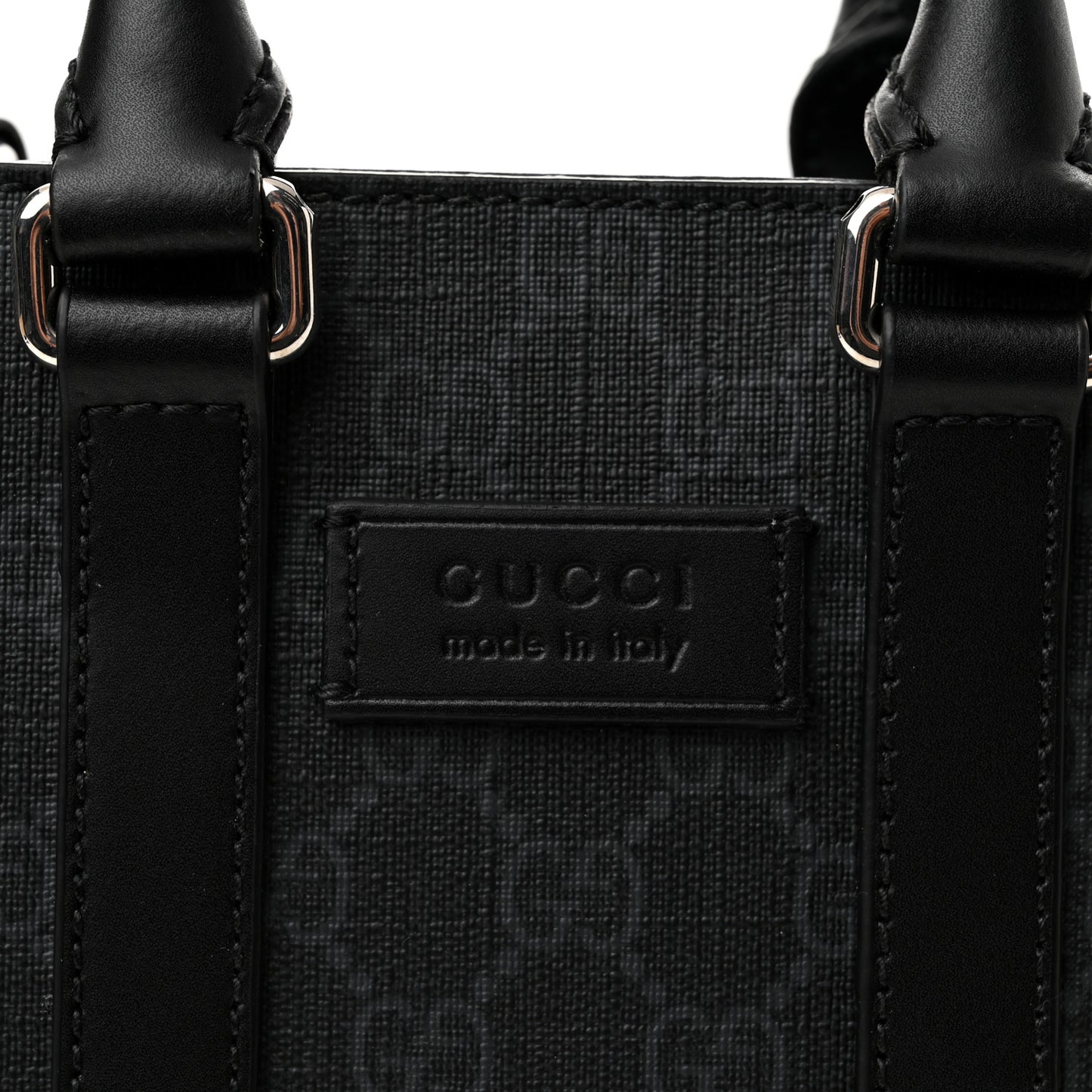 GG Supreme Monogram Appia Calfskin Web Mini Tote Bag Black