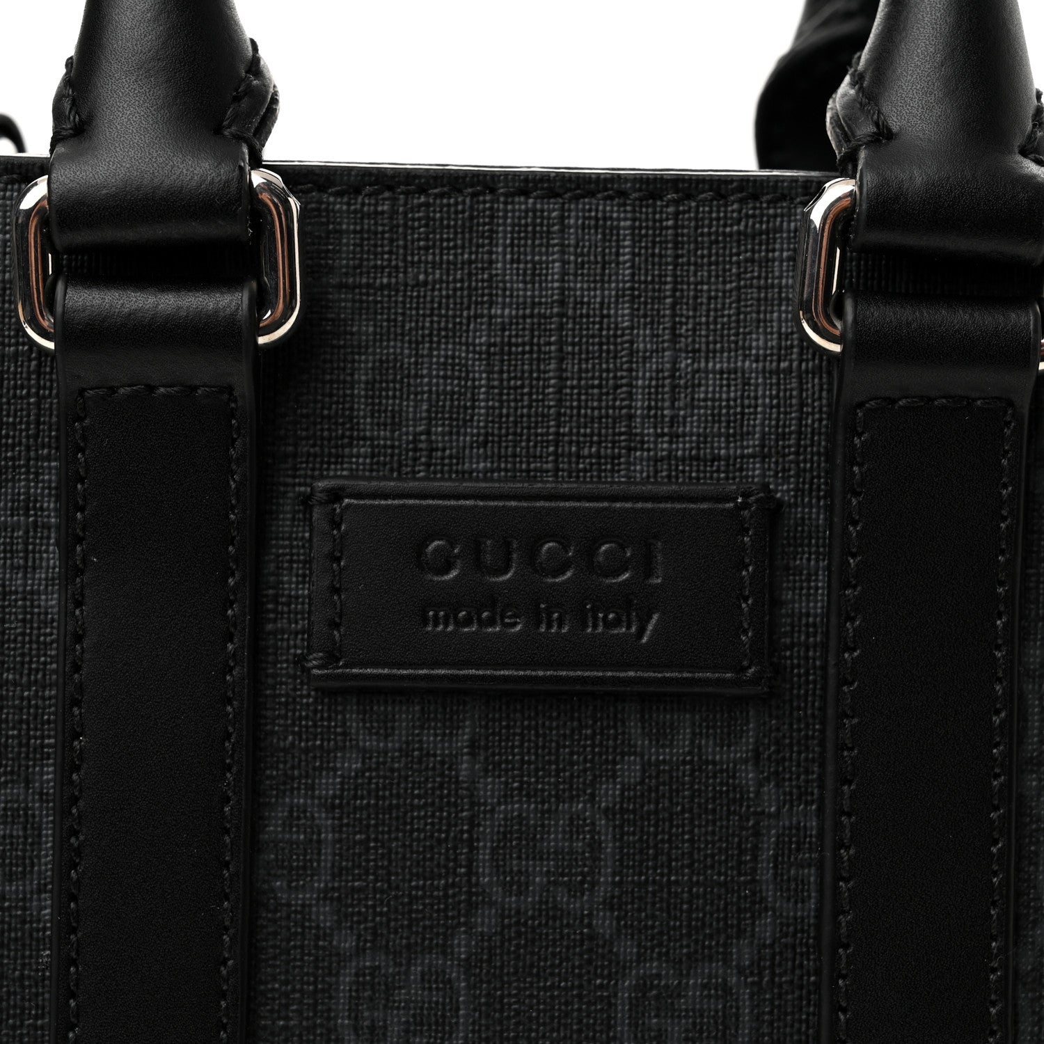 Gucci GG Supreme Monogram Appia Calfskin Web Mini Tote Bag Black 6 of 8