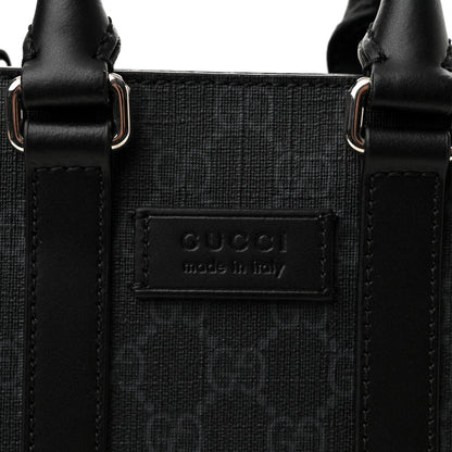 Gucci GG Supreme Monogram Appia Calfskin Web Mini Tote Bag Black 6 of 8