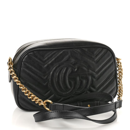 Gucci Calfskin Matelasse Small GG Marmont Chain Shoulder Bag Black 3 of 9