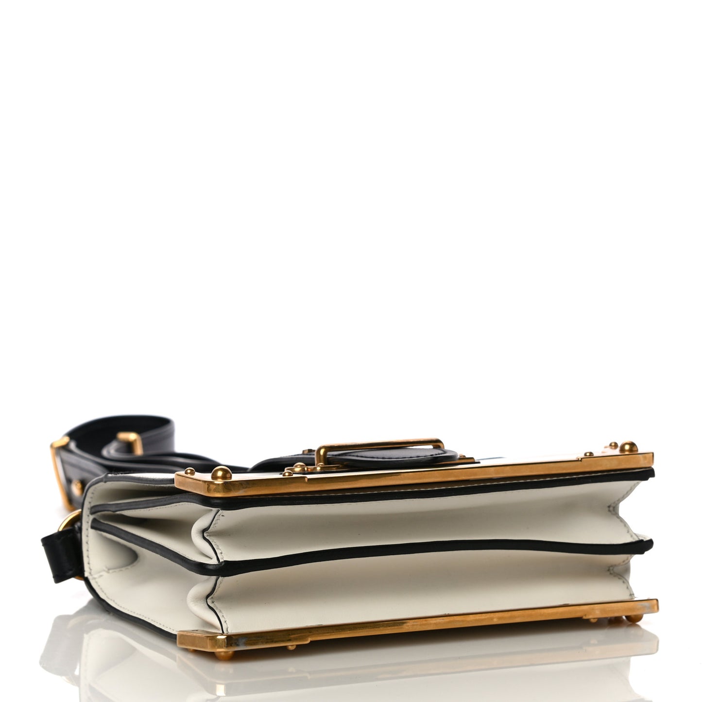 City Calf Saffiano Large Cahier Bag White Black