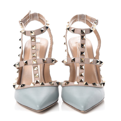 Valentino Garavani Calfskin Nappa Rockstud Ankle Strap 100mm Pumps 38 Nube Poudre 2 of 10