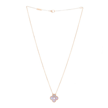 Van Cleef & Arpels 18K Rose Gold Diamond Pink Mother of Pearl Vintage Alhambra Pendant Necklace 3 of 6