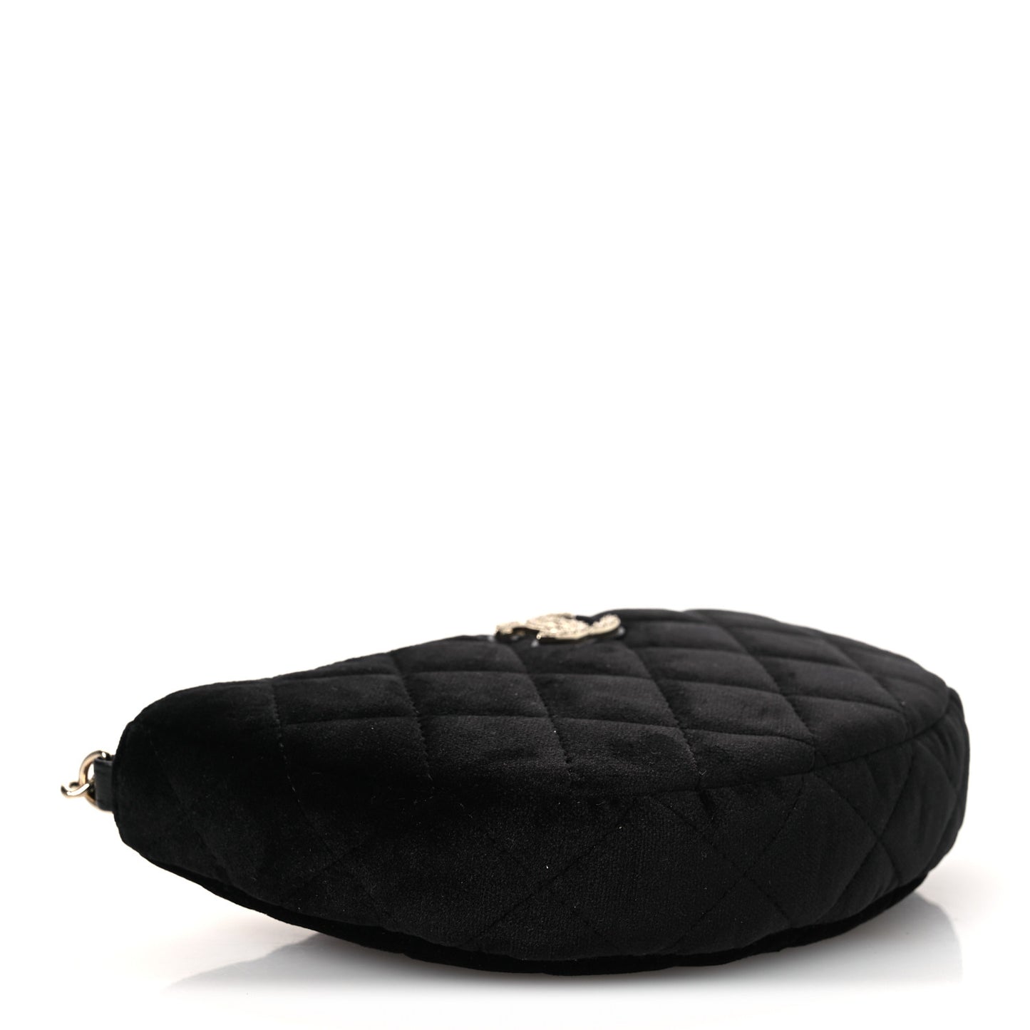 Velvet Crystal Quilted Chain Hobo Black
