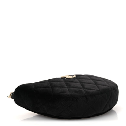 Chanel Velvet Crystal Quilted Chain Hobo Black 4 of 11