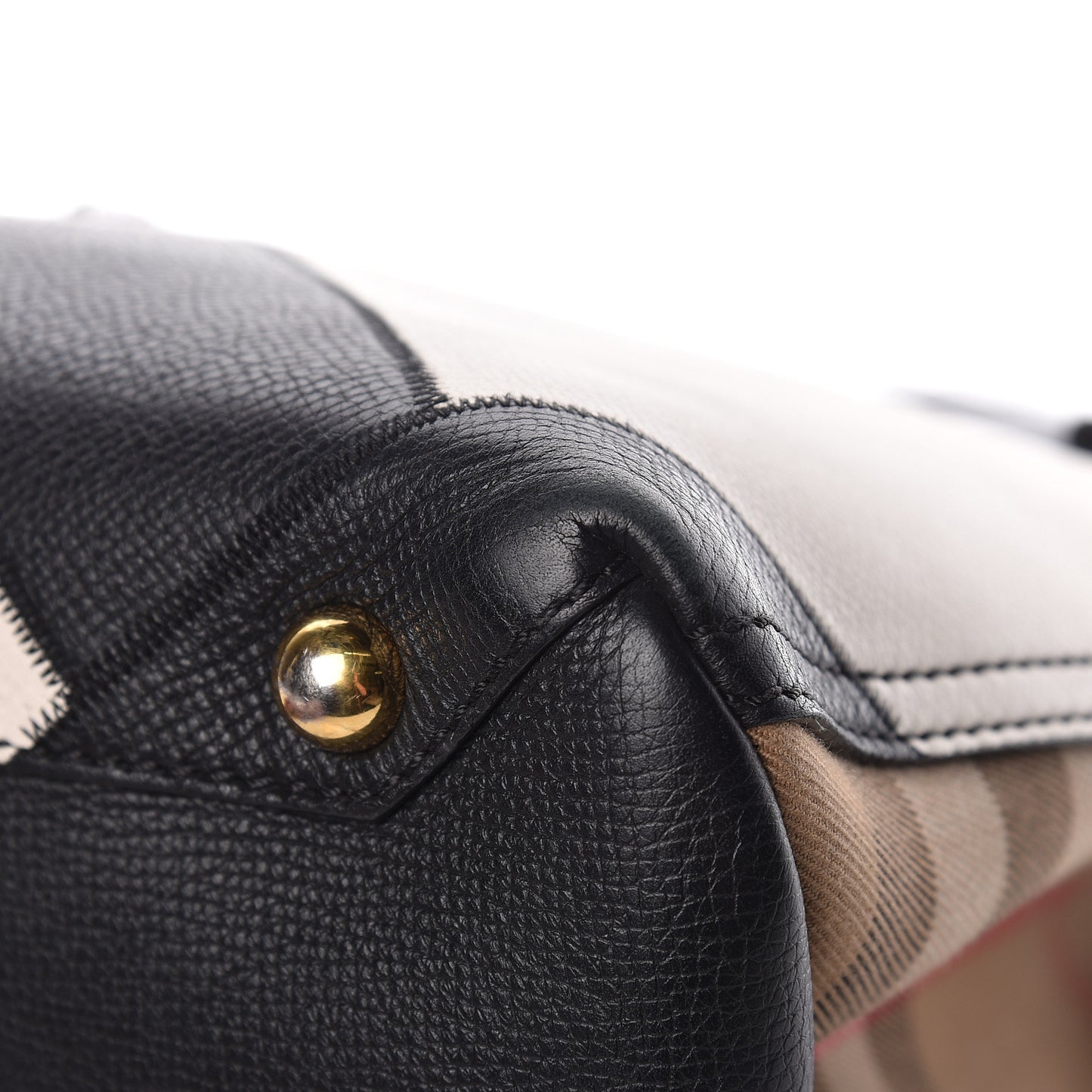 Grainy Calfskin Patchwork Medium Banner Tote Black White