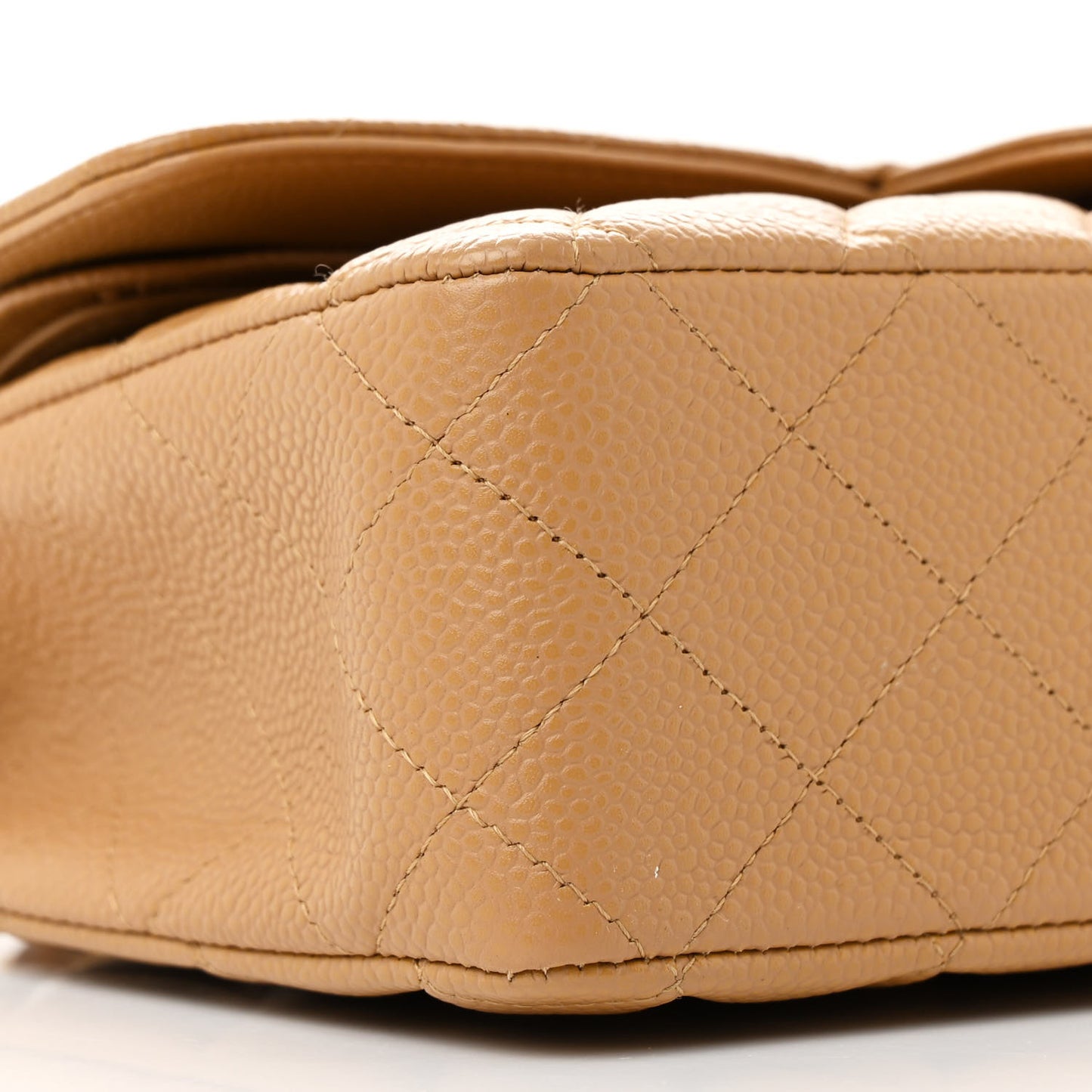 Caviar Quilted Medium Double Flap Beige