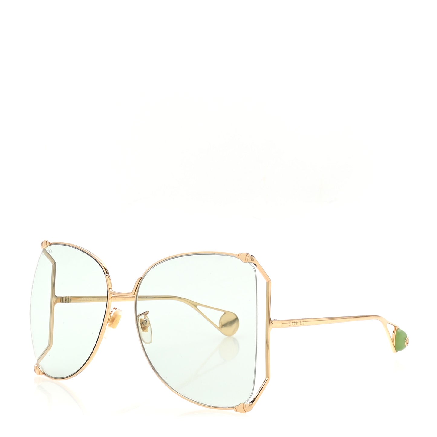 Oversized Round Sunglasses GG0252S Gold Green