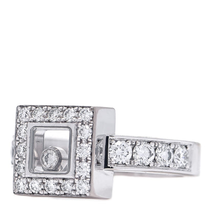 Chopard 18K White Gold Diamond Happy Diamond Pave Square Ring 53 6.25 4 of 7
