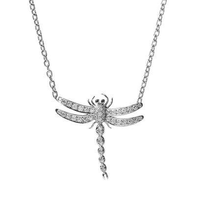 Tiffany Platinum Diamond Sapphire Enchant Dragonfly Pendant Necklace 5 of 5