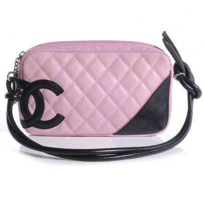 Chanel Calfskin Quilted Cambon Pochette Pink Black 1 of 7