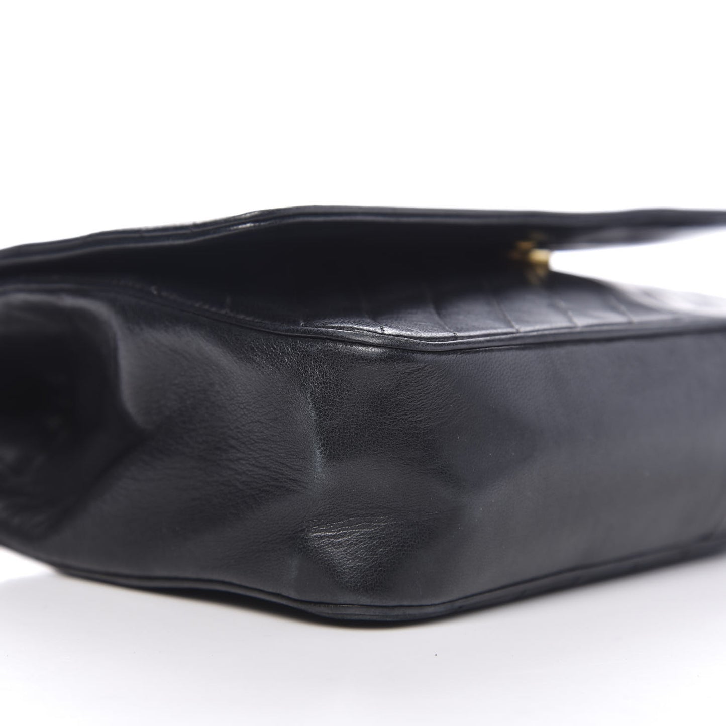 Lambskin Diagonal Quilted Small Single Flap Black