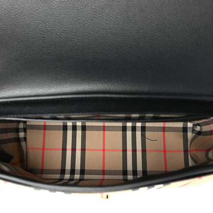Burberry Grainy Calfskin Vintage Check Note Crossbody Bag Black 5 of 8