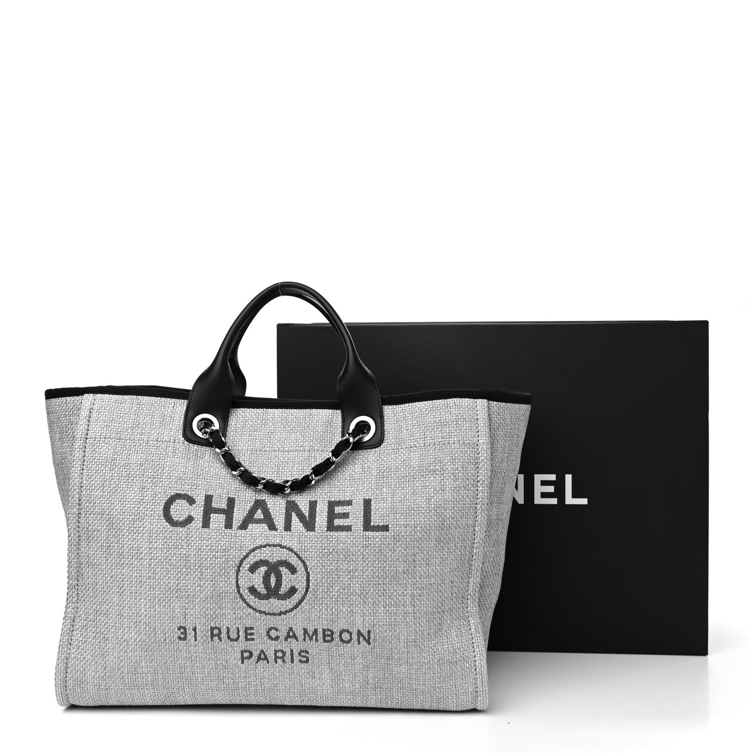 Chanel Canvas Large Deauville Tote Grey 12 of 12