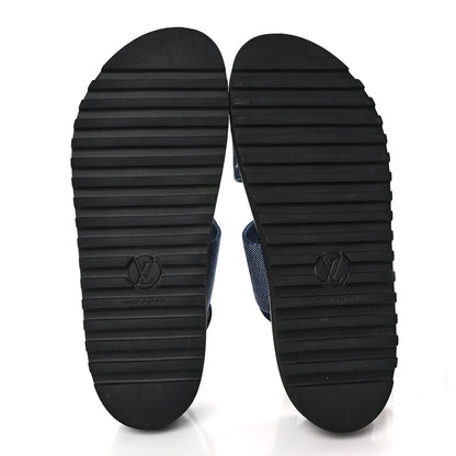 Louis Vuitton Monogram Denim Paseo Flat Comfort Sandals 39.5 Navy Blue 5 of 8