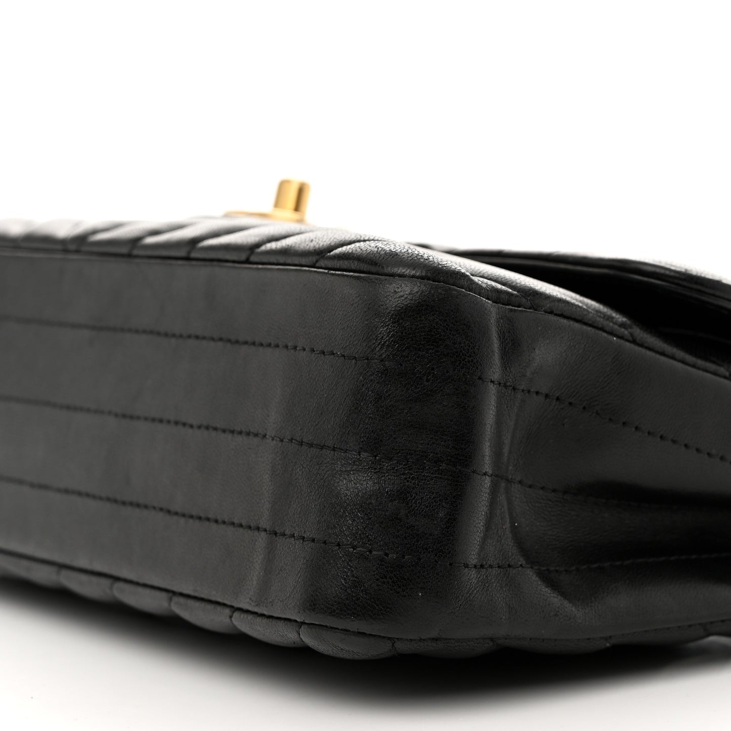 Lambskin Chevron Quilted Small Double Flap Black