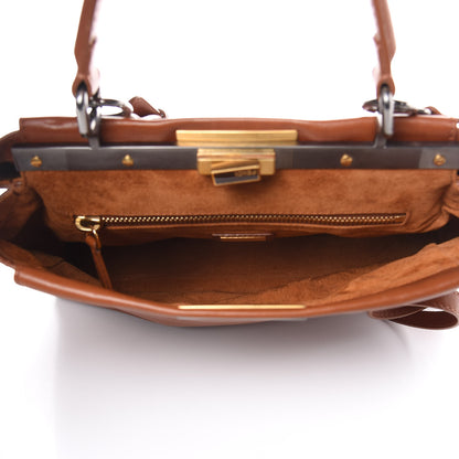Fendi Vitello Suede Medium Peekaboo Iconic Satchel Cuoio Rame Moro 5 of 14