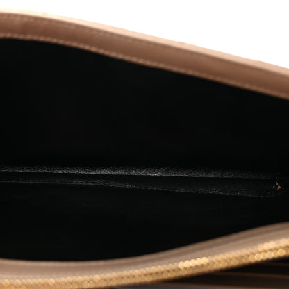 Saint Laurent Grain De Poudre Matelasse Chevron Monogram Chain Wallet Dark Beige 5 of 10