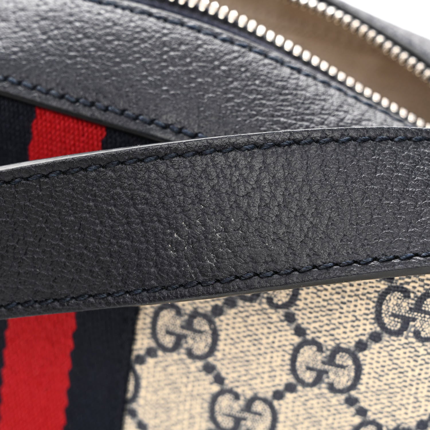 Gucci GG Supreme Monogram Textured Dollar Calfskin Web Small Ophidia Camera Bag Beige Blue 11 of 12