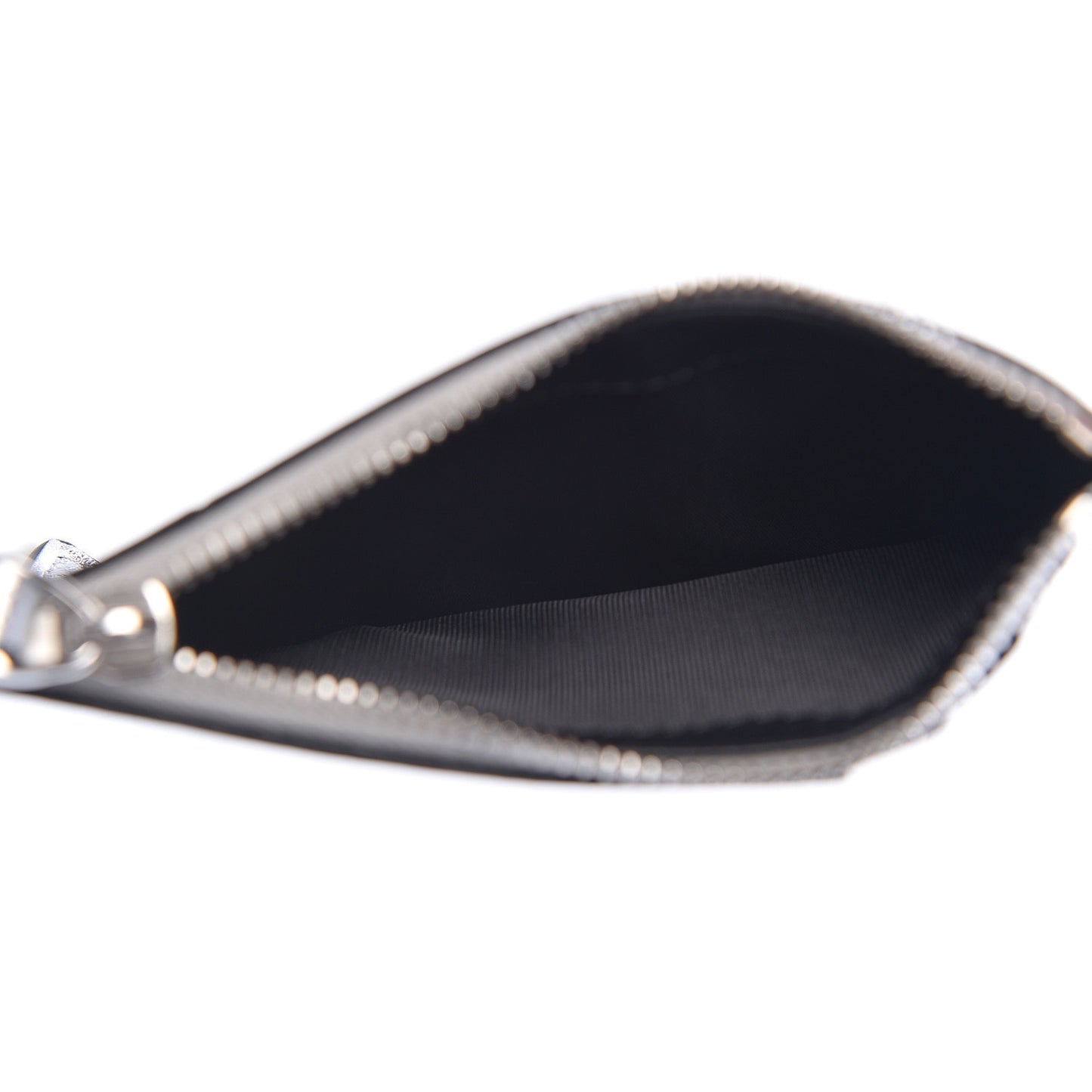 Metallic Calfskin Go Logo Coin Case Card Holder Silver