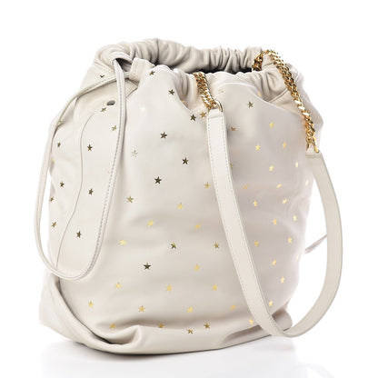 Saint Laurent Lambskin Star Printed Teddy Drawstring Bag White 4 of 11