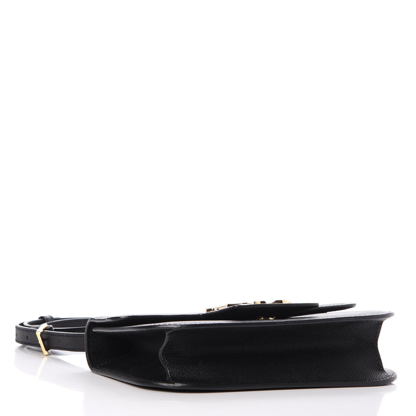 Grained Calfskin Small Insignia Flap Black