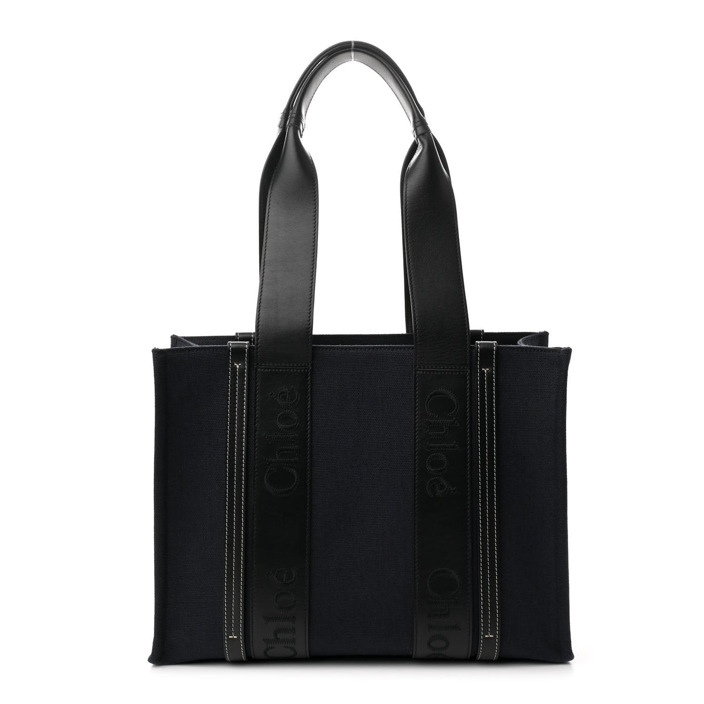 Calfskin Linen Medium Woody Tote Deep Denim