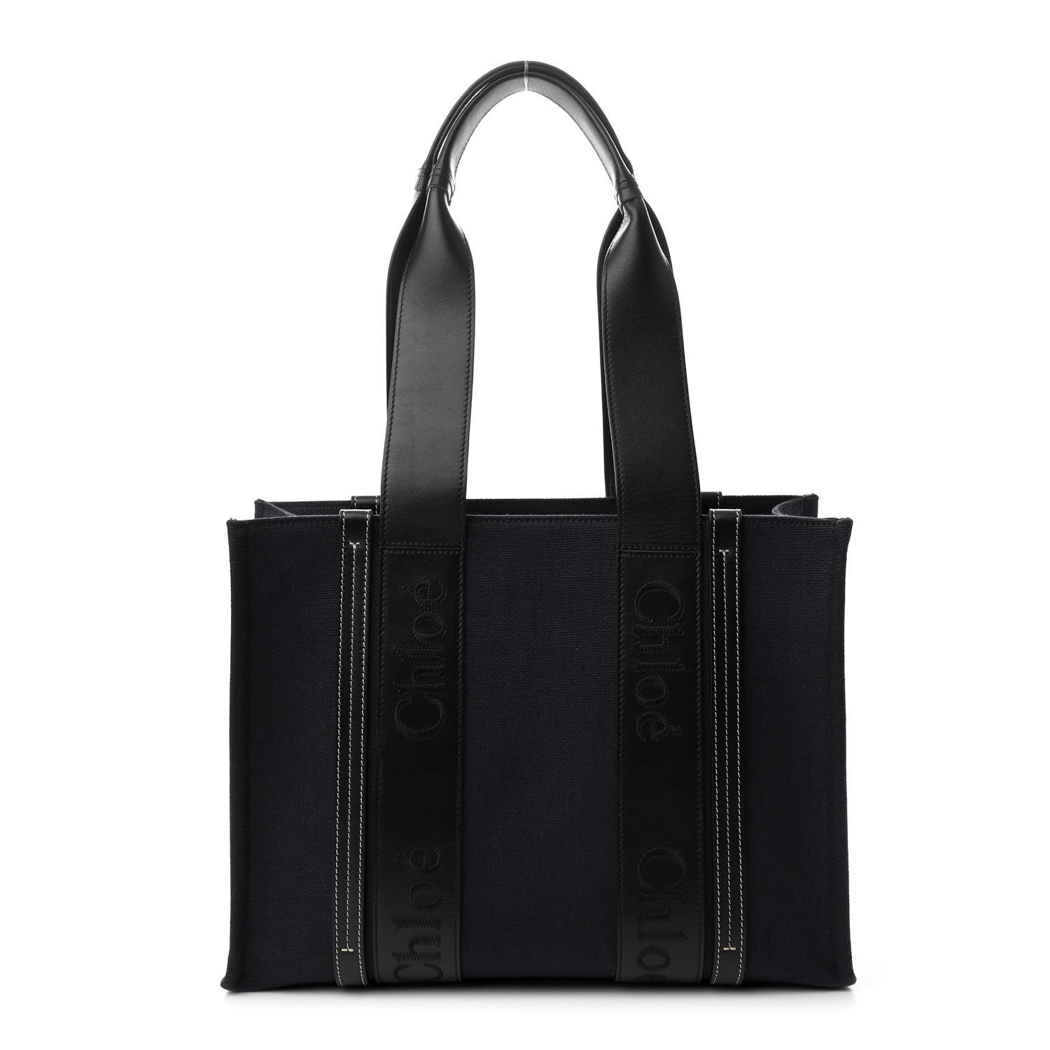 Chloe Calfskin Linen Medium Woody Tote Deep Denim 1 of 11