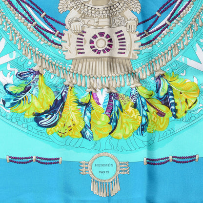 Hermes Silk Mexique Scarf 90 Cobalt Turquoise 3 of 6