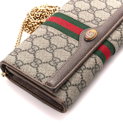 Gucci GG Supreme Monogram Web Ophidia Wallet On Chain Brown 10 of 12