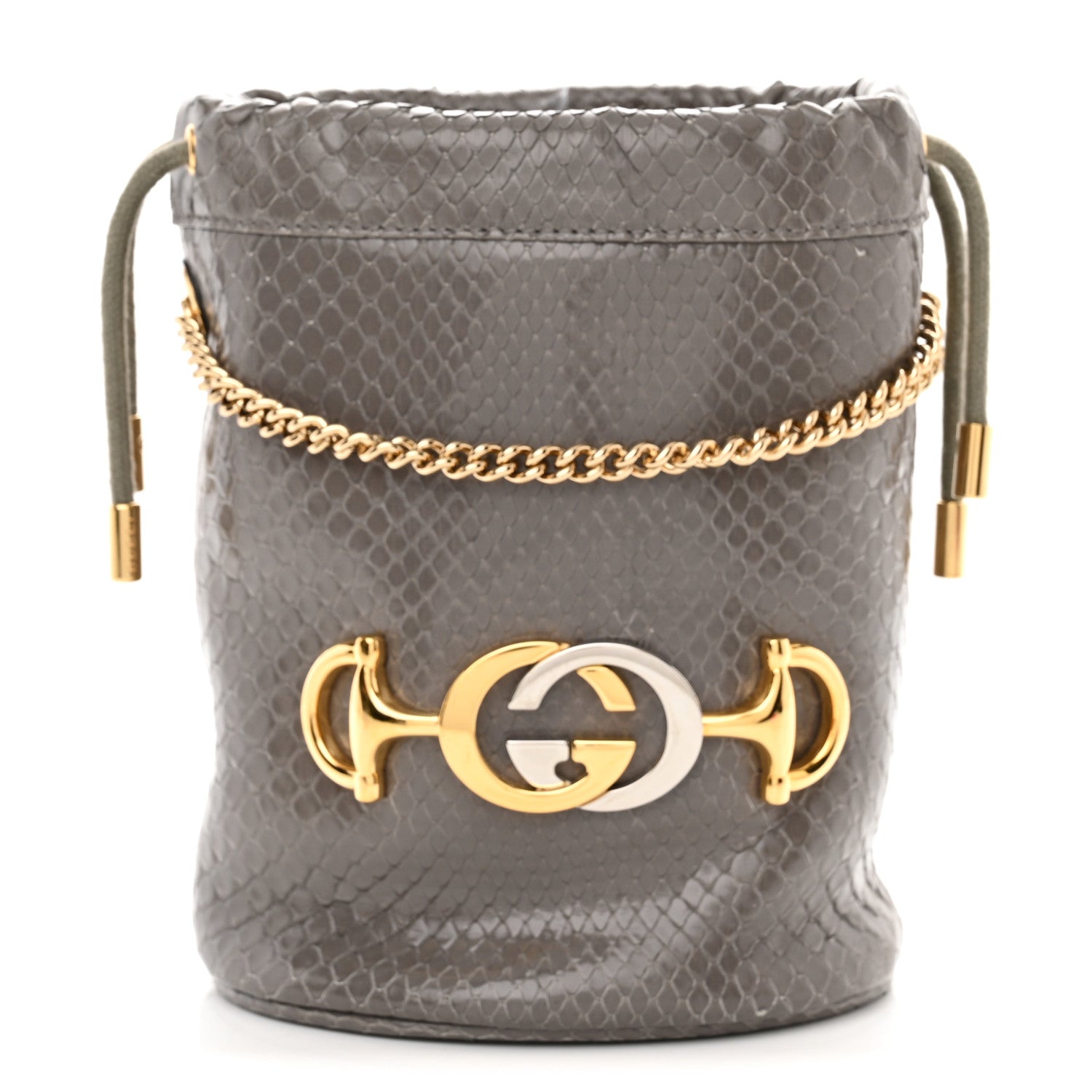 Gucci Snakeskin Mini Zumi Bucket Bag Dusty Grey 1 of 10