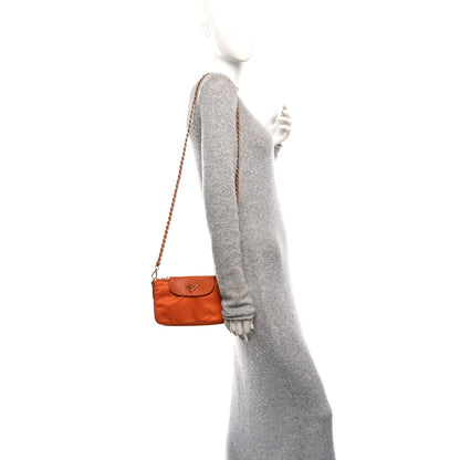 Prada Tessuto Nylon Saffiano Crossbody Bag Papaya 2 of 10