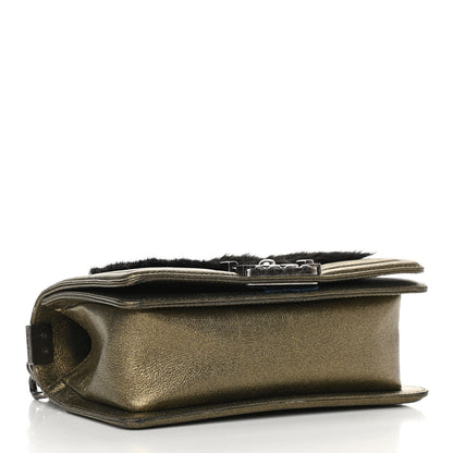 Chanel Metallic Calfskin Fur Small Boy Flap Gold 4 of 10