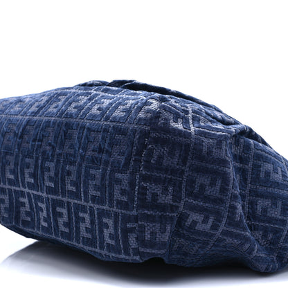 Fendi Raffia Zucca Vitello Large Chef Tote Blue Poison 9 of 9