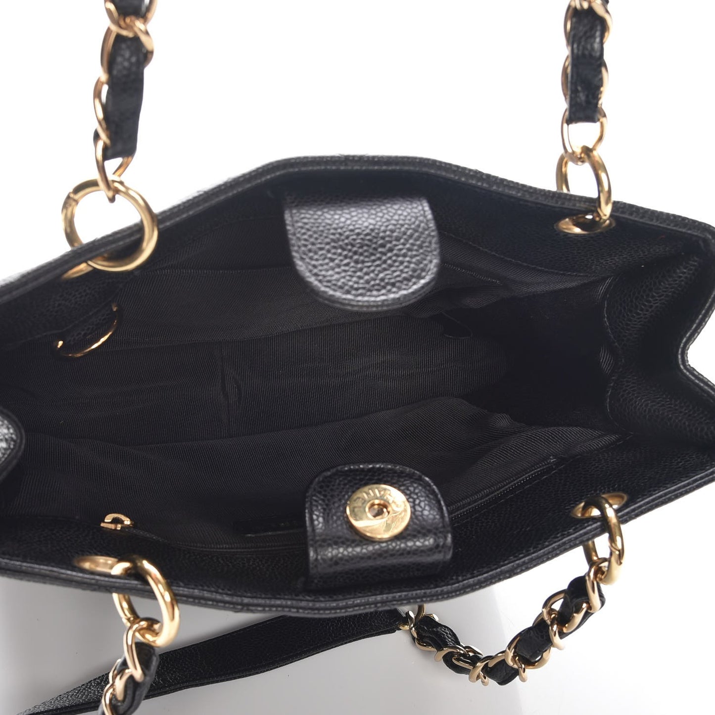 Caviar Quilted Petit Shopping Tote PST Black