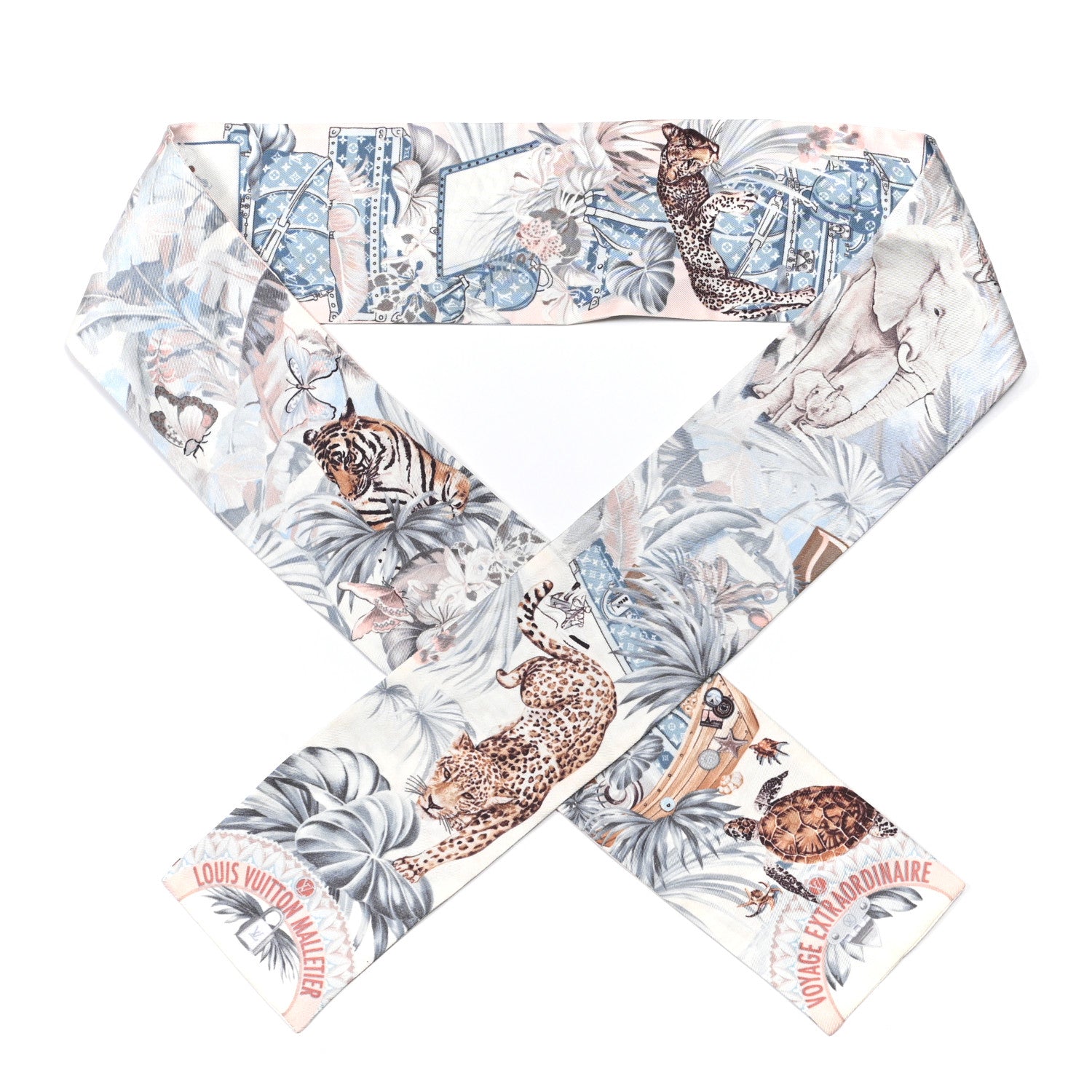 Louis Vuitton Silk Voyage Extraordinaire Bandeau Blue Grey 1 of 5