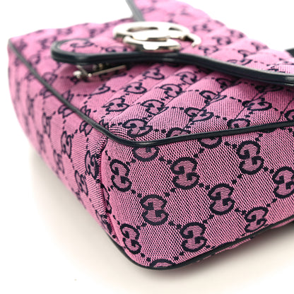 Gucci Monogram Multicolor Matelasse Diagonal Small GG Marmont Shoulder Bag Pink Blue 10 of 11