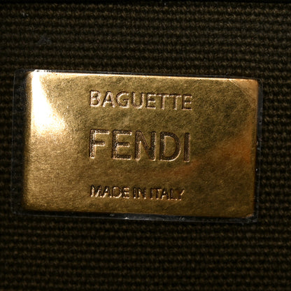 Fendi X SARA COLEMAN Canvas Vitello King FF Fish Eye Embroidered Baguette Amazzonia Ghianda 6 of 10